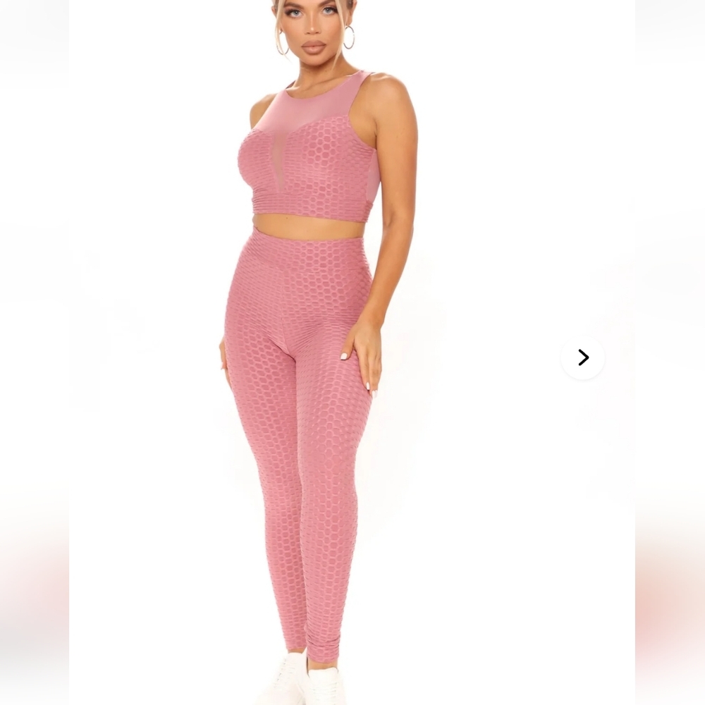 Fashion Nova Pink Textured Two-Piece Set